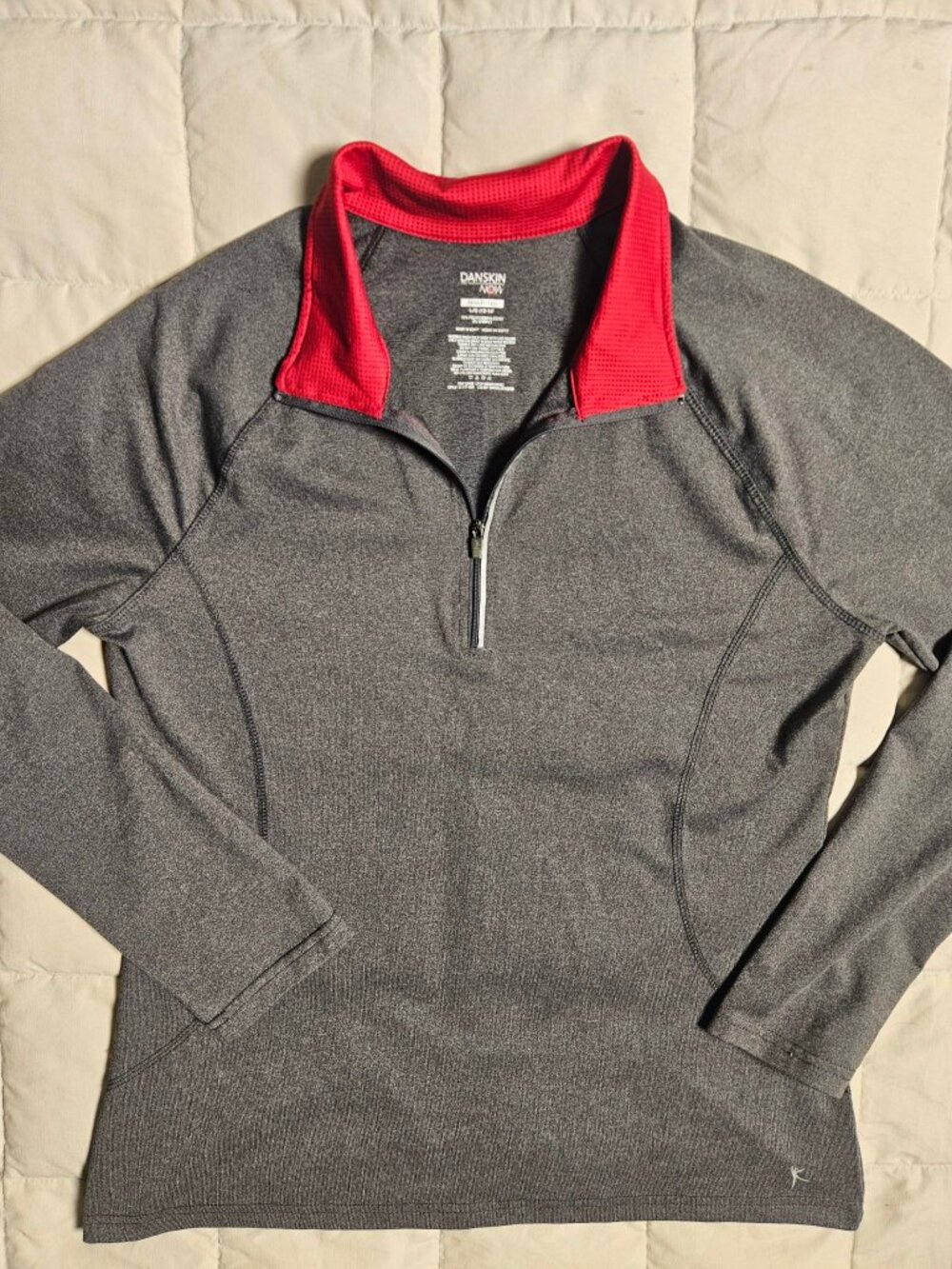 Danskin Now Quarter Zip Pullover Gray L